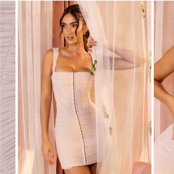 NEW House of CB Cate ruched minidress, SIZE SMALL 1040 - Picture 2 of 8